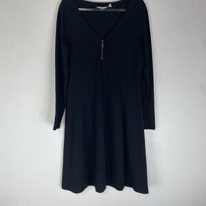 Athleta Dress  XL Whereupon Fit & Flare Ponte Black Athleisure  LBD Minimalist